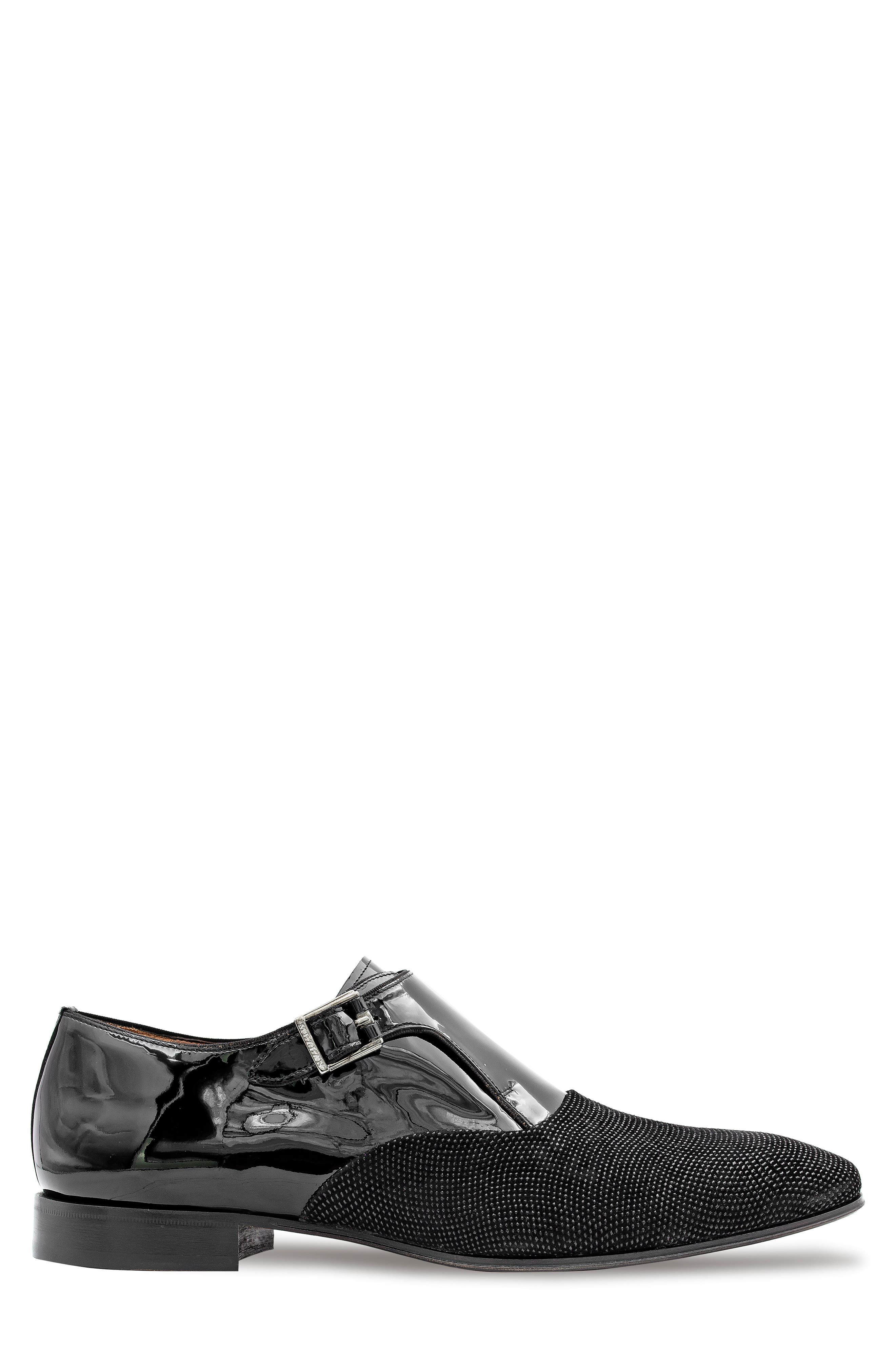 Mezlan Patent Monk Strap Loafer, Alternate, color, Black