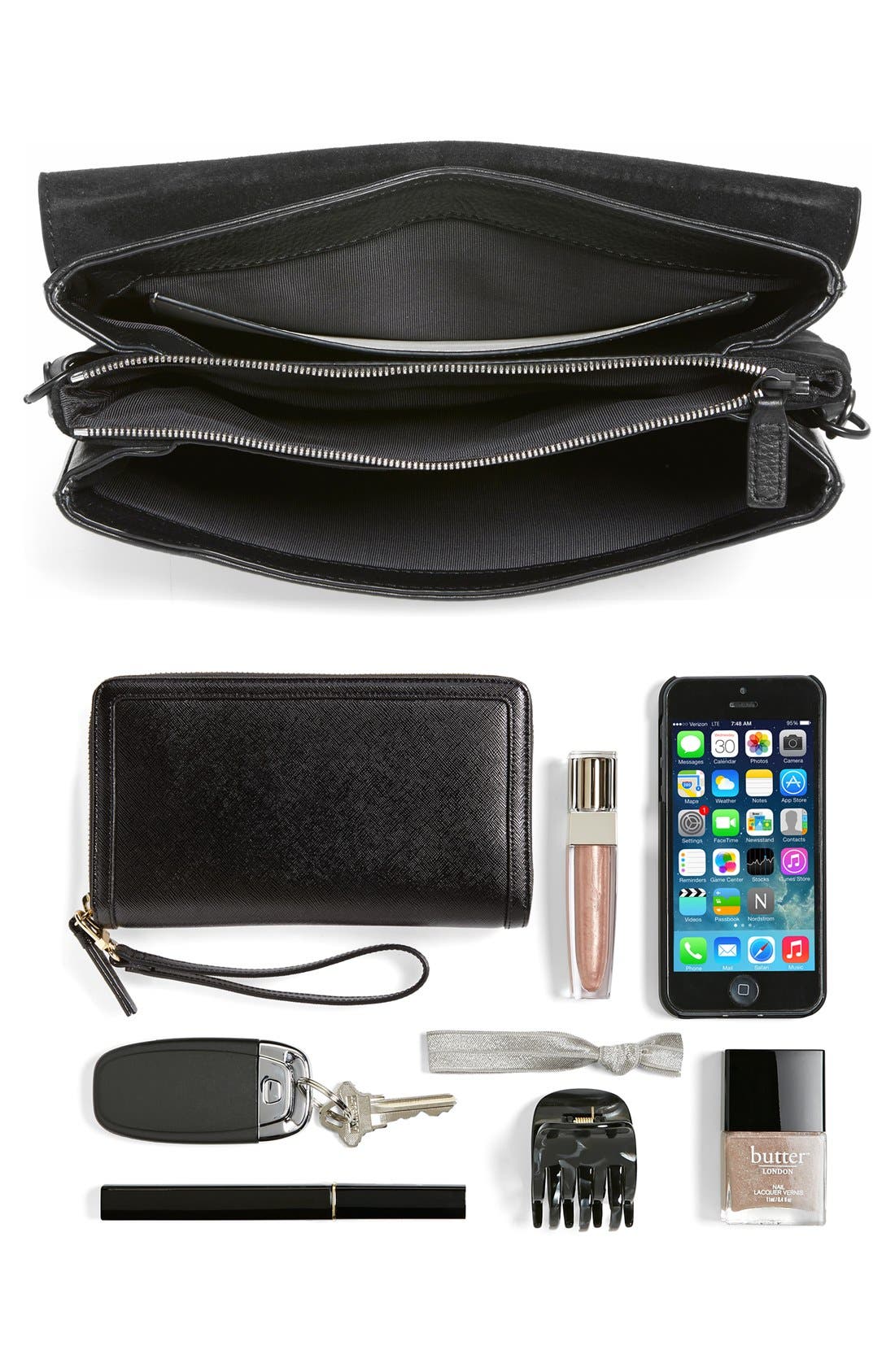 rag & bone Pebbled Leather Crossbody Bag, Alternate, color, Black