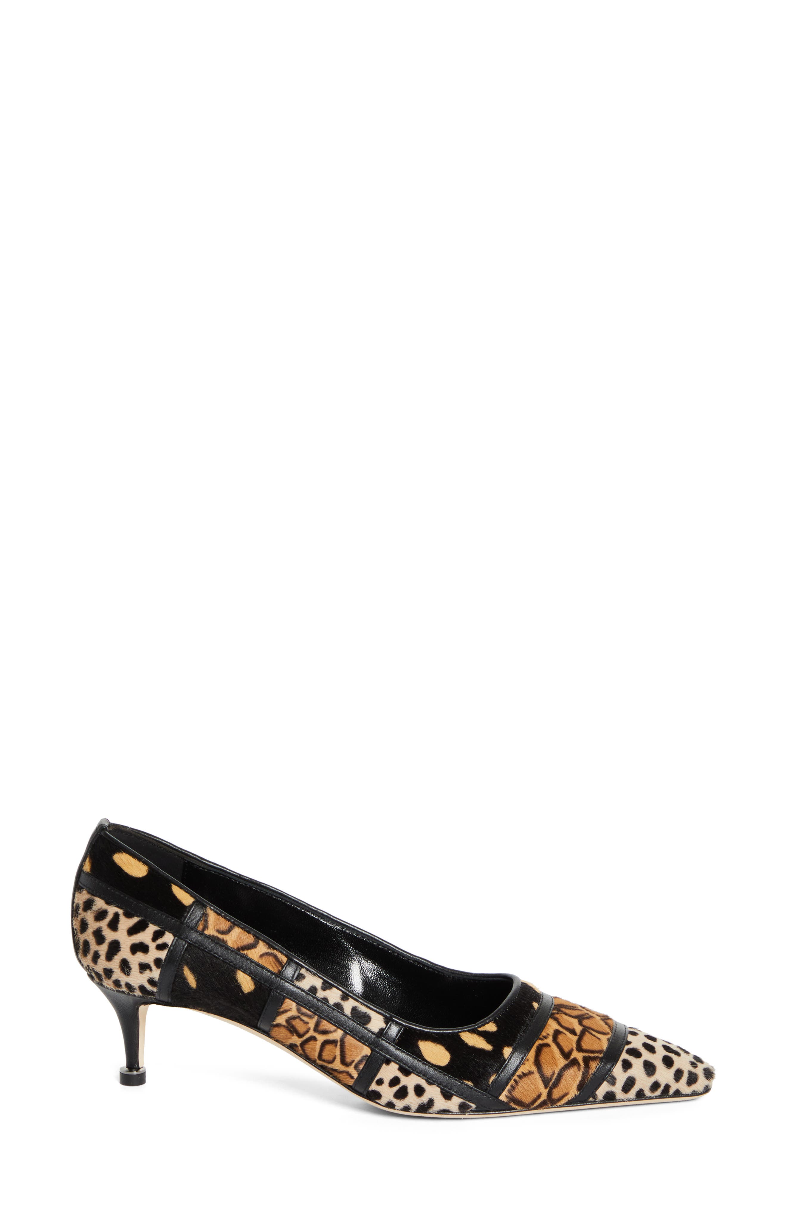 Manolo Blahnik Maren Genuine Calf Hair Kitten Heel Pump, Alternate, color, Black/ Brown Print Calf Hair