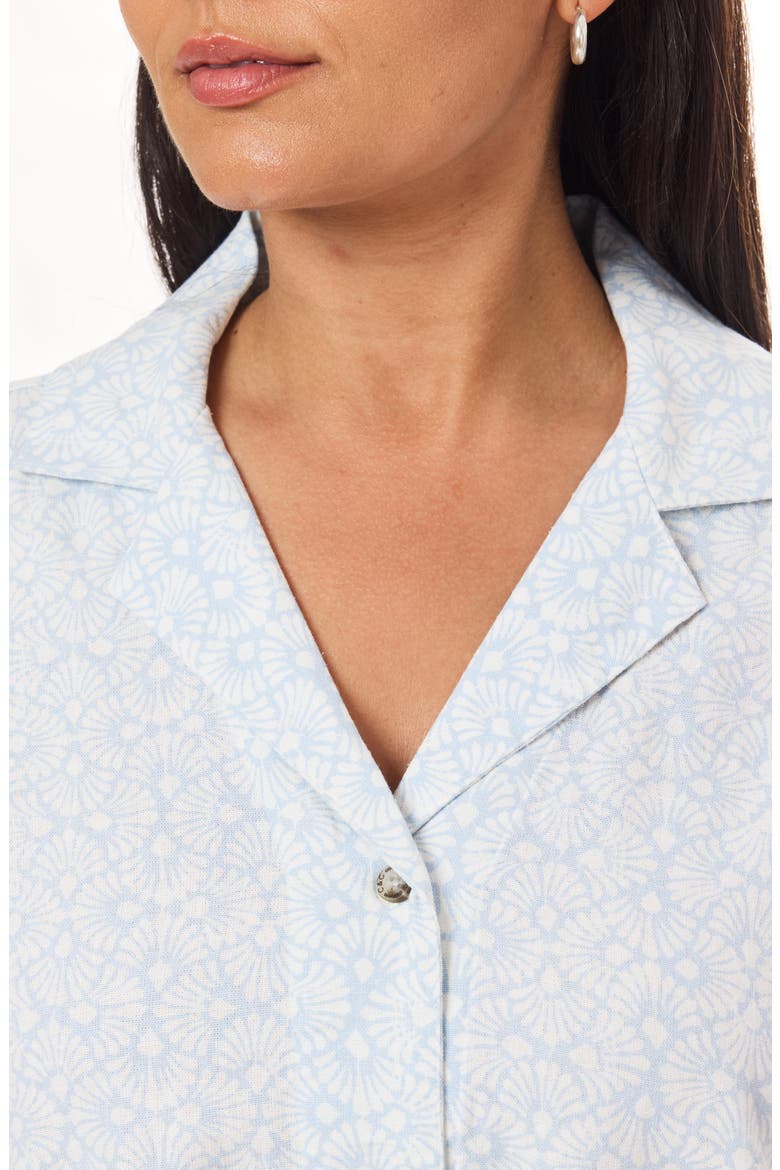 Clarita Linen All Over Print Shirt, Alternate, color, SKYWAY SHOBORI FANS