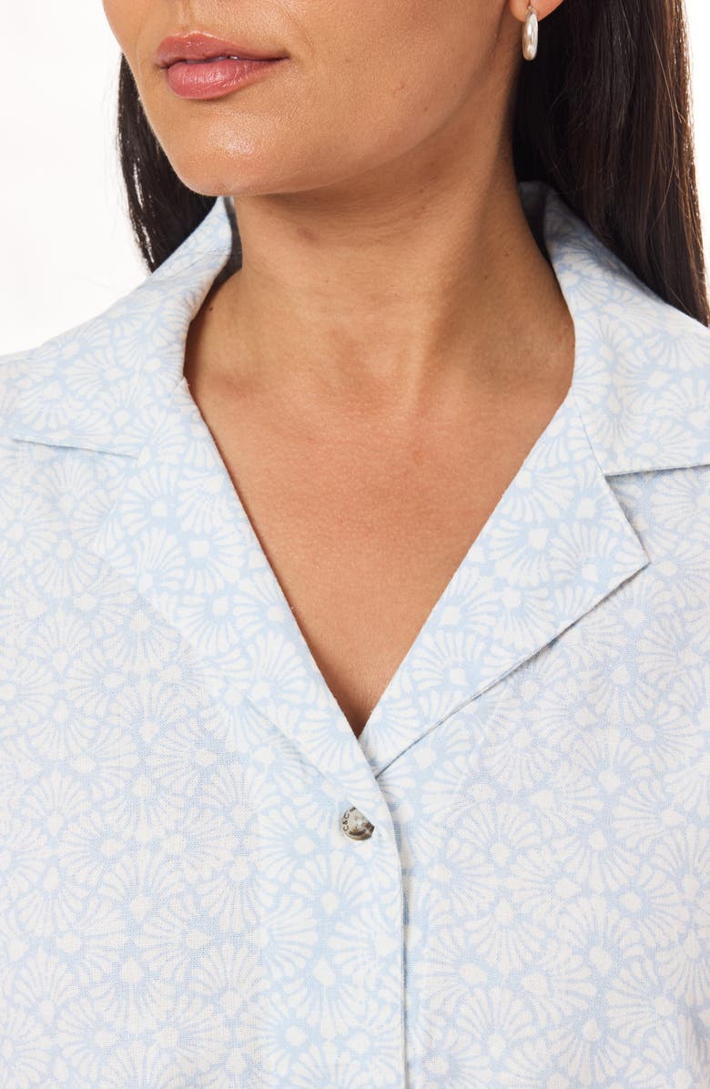 C & C California Clarita Linen All Over Print Shirt, Alternate, color, Skyway Shobori Fans