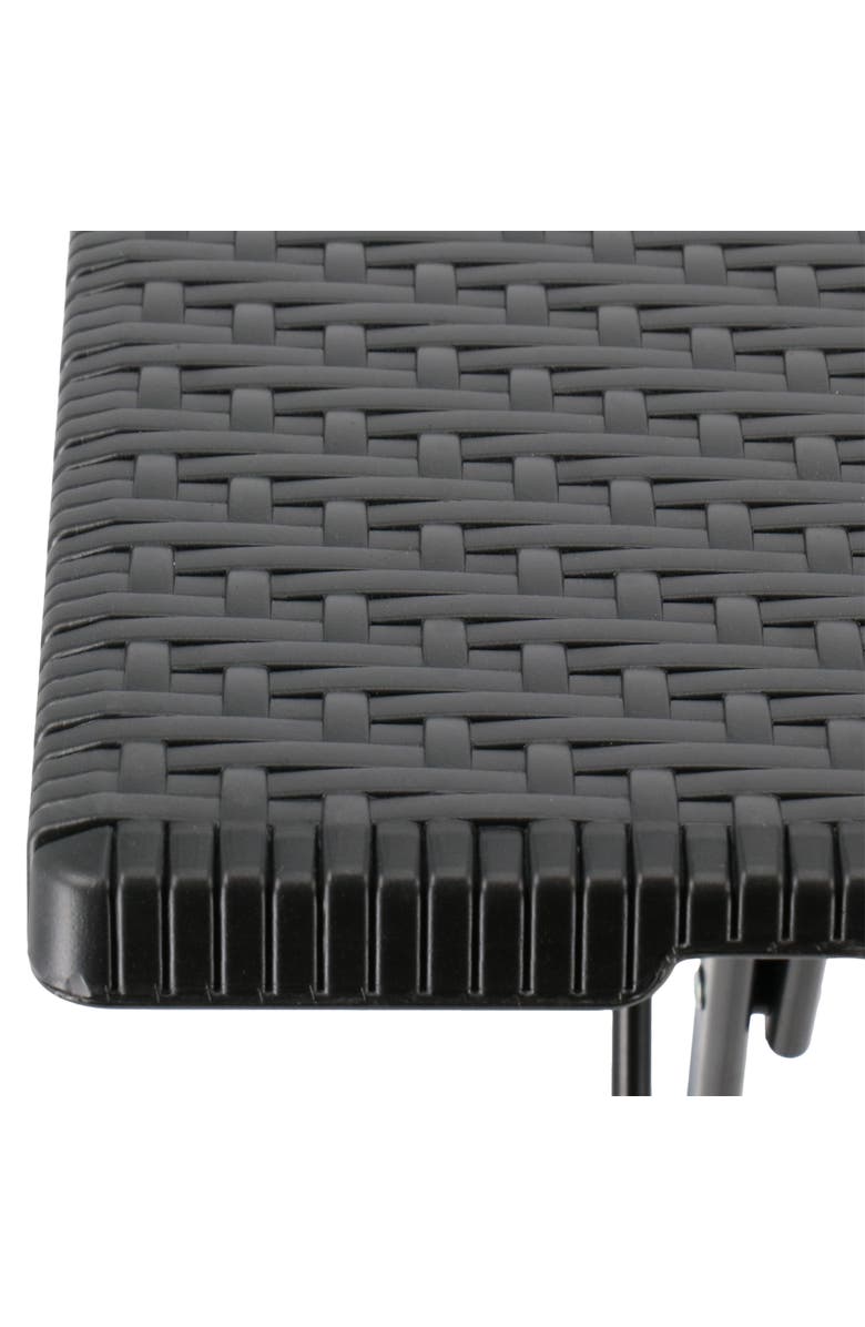 Elama Plastic Rattan Folding Square Table, Alternate, color, Black