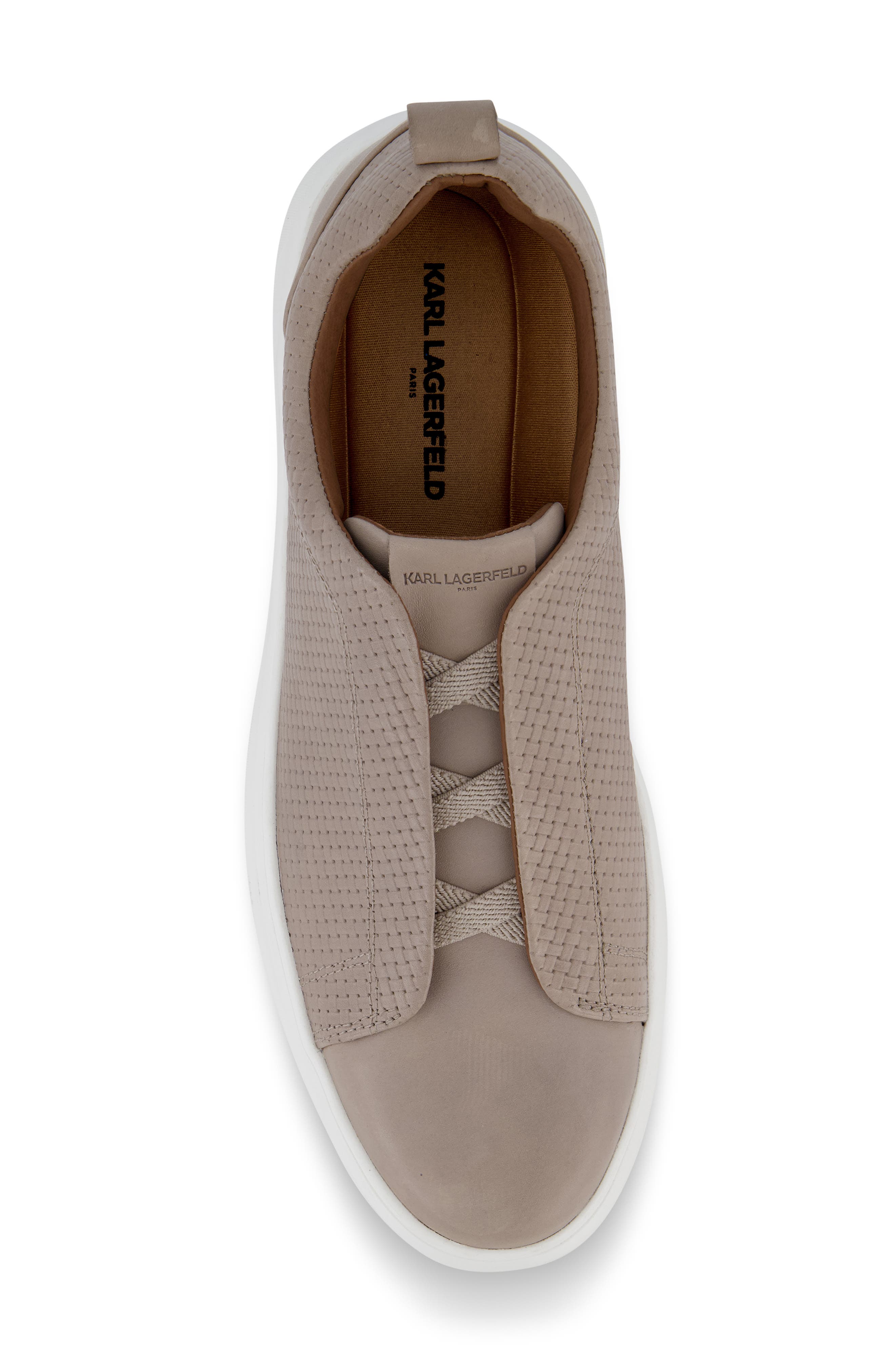 KARL LAGERFELD PARIS Laceless Sneaker, Alternate, color, Light Grey