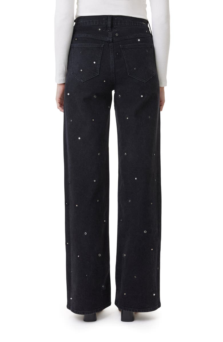 Habitual Denver Grommet High Waist Wide Leg Jeans, Alternate, color, Washed Black