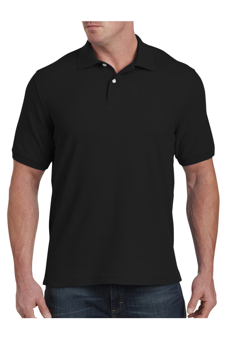 Big & Tall Piqué Polo Shirt, Alternate, color, BLACK