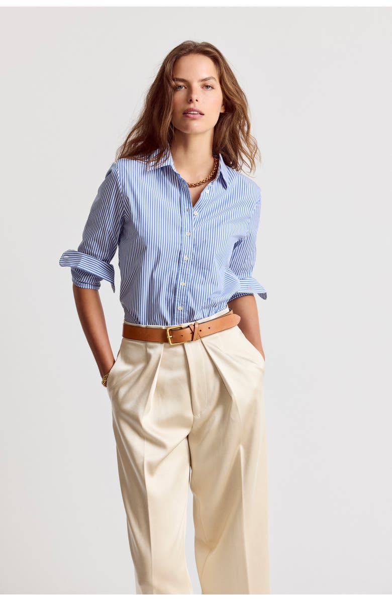 The Shirt by Rochelle Behrens The Boyfriend Shirt in Stripe, Alternate, color, Blue/White Stripe