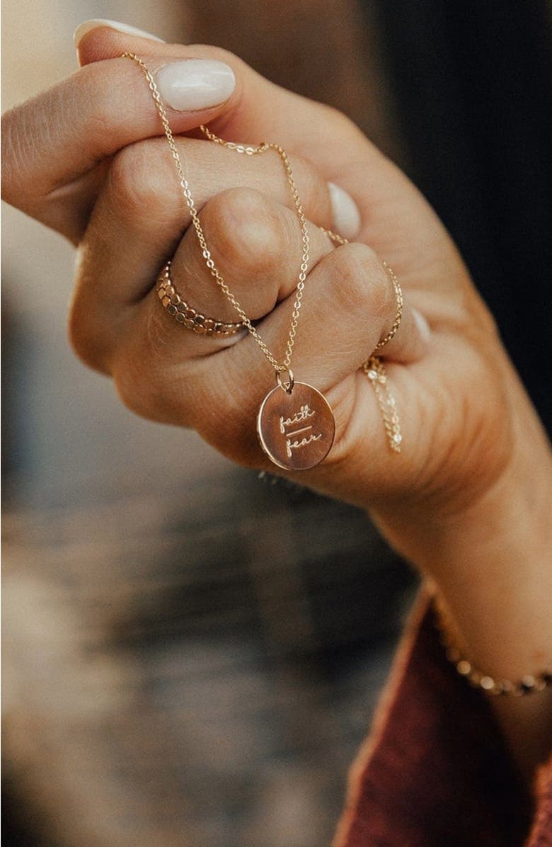 MADE BY MARY Pause Collection Disc Necklace, Alternate, color, Silver - Faith-Fear