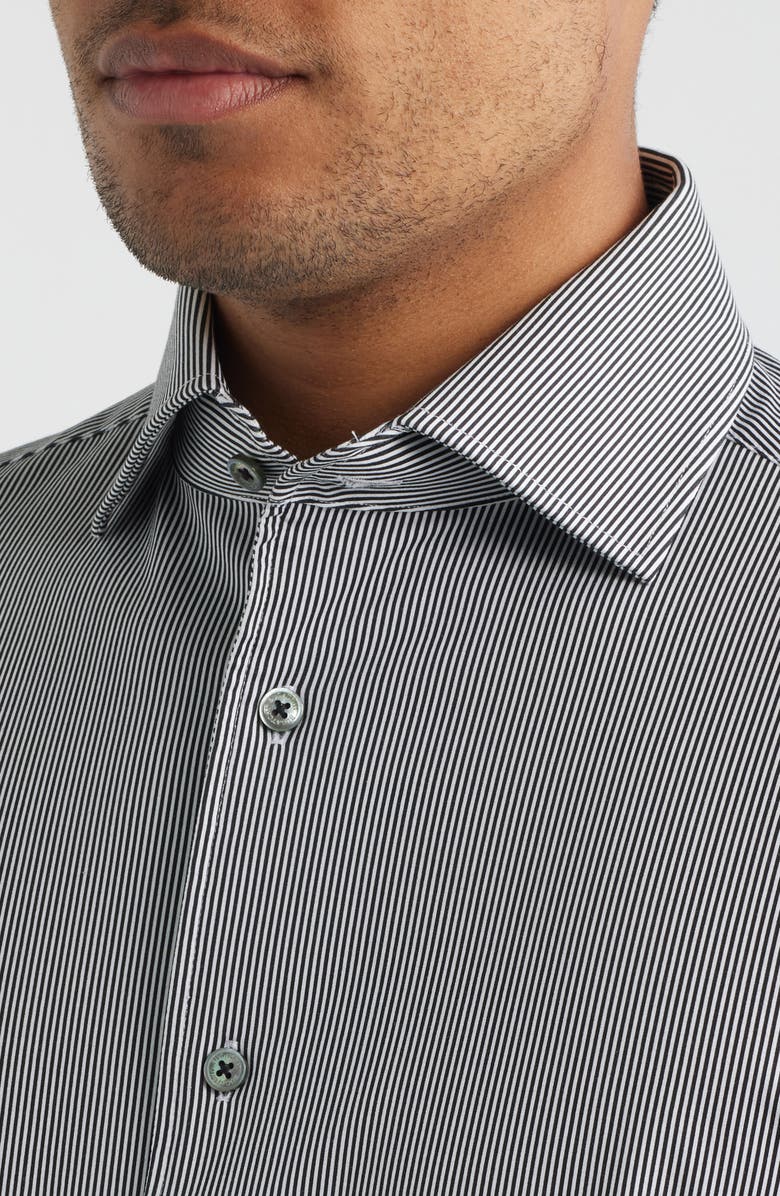 Bugatchi Devon OoohCotton<sup>®</sup> Stripe Long Sleeve Button-Up Shirt, Alternate, color, Black