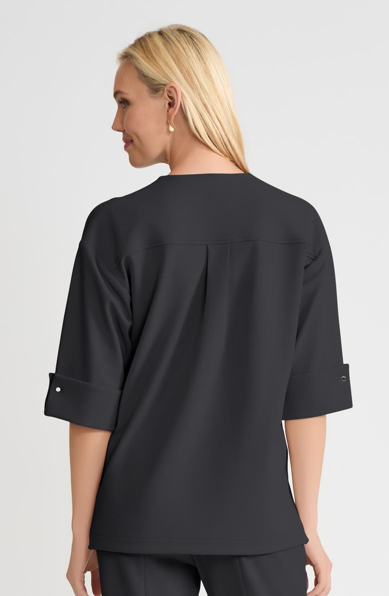 Ming Wang Heritage Tonal Stretch Deco Crepe Jacket, Alternate, color, Black