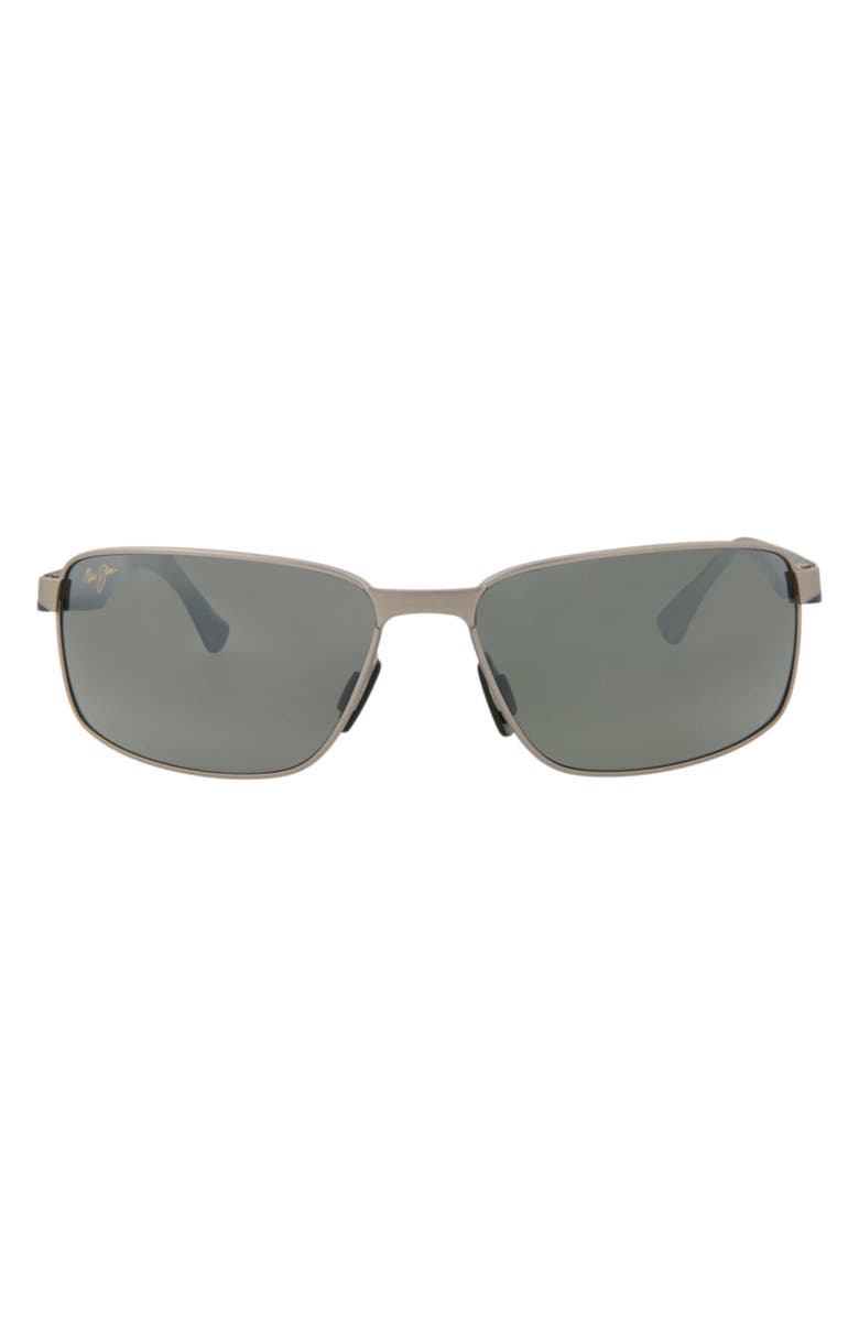 Maui Jim 61mm Rectangle Frame Polarized Sunglasses, Main, color, Grey Grey Grey