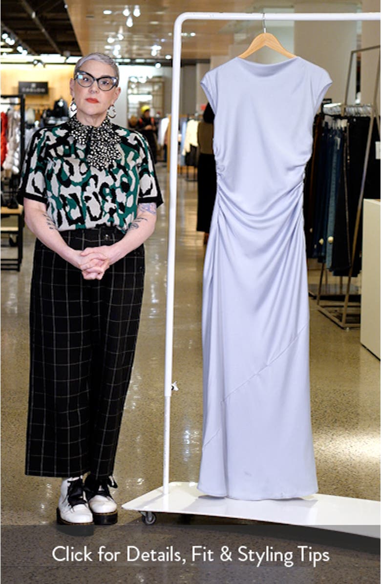 Lillian Ruched Satin Gown, sales video thumbnail