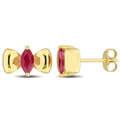 Precious Gems Bow Tie Earrings 10k