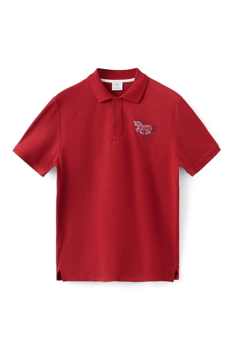 Embroidered Cotton Piqué Polo, Alternate, color, RED