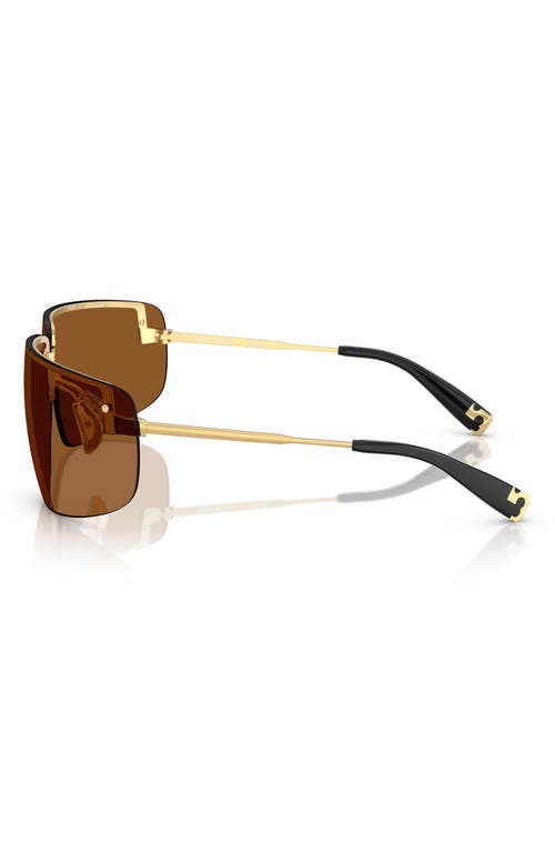 Tory Burch 75mm Semi Rimless Pillow Sunglasses In Shiny Gold/brown