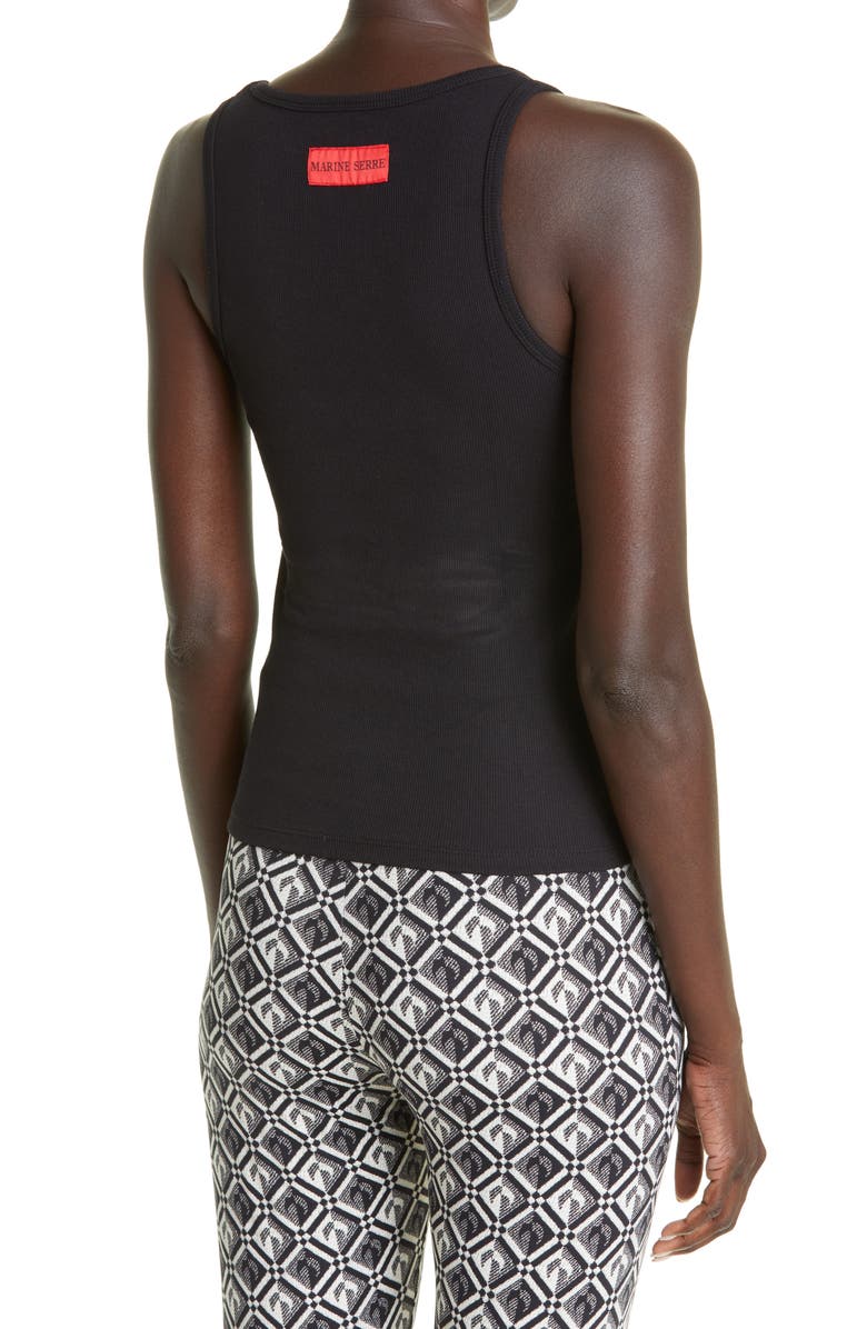 Marine Serre Embroidered Moon Organic Cotton Rib Tank Top, Alternate, color, 