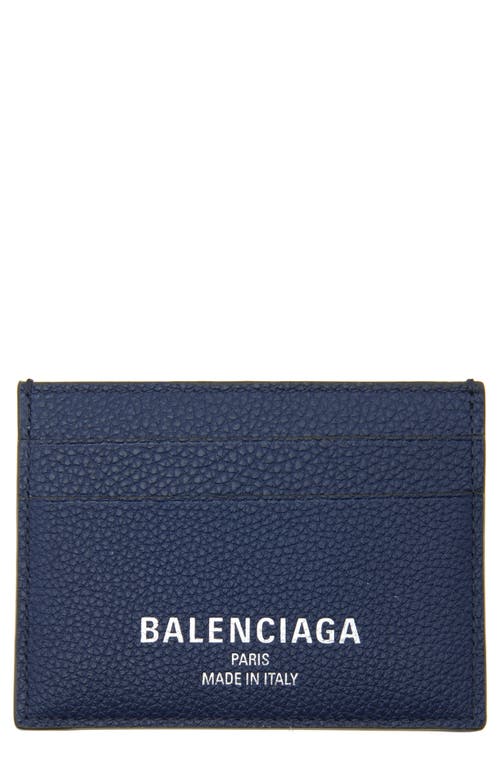 Balenciaga Logo Leather Card Case In 4032 Midnight Blue