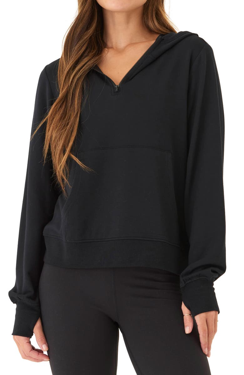 Threads 4 Thought Natia Feather Fleece Quarter Zip Hoodie, Main, color, 