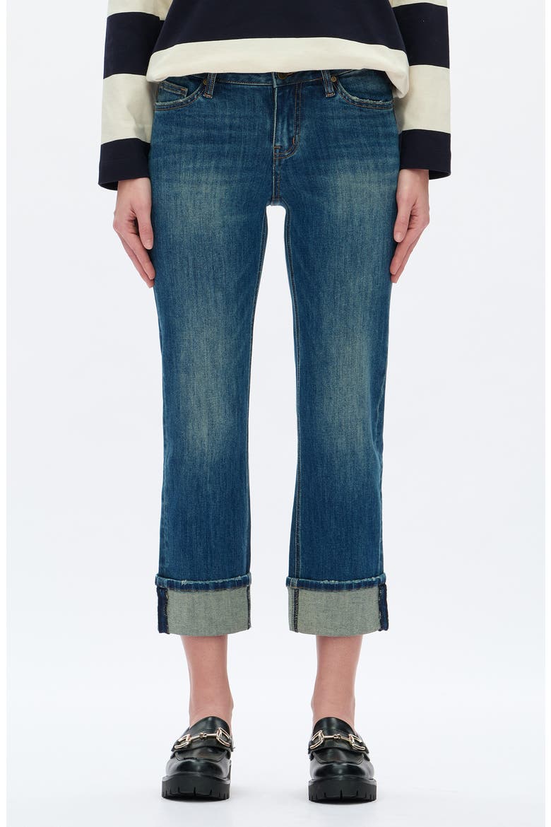 Cuffed Straight Leg Jeans, Main, color, RETRO DARK BLUE