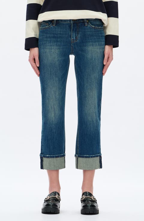 Cuffed Straight Leg Jeans