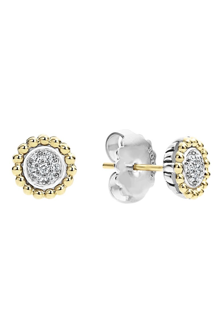 Diamond Caviar Stud Earrings, Alternate, color, SILVER/ GOLD