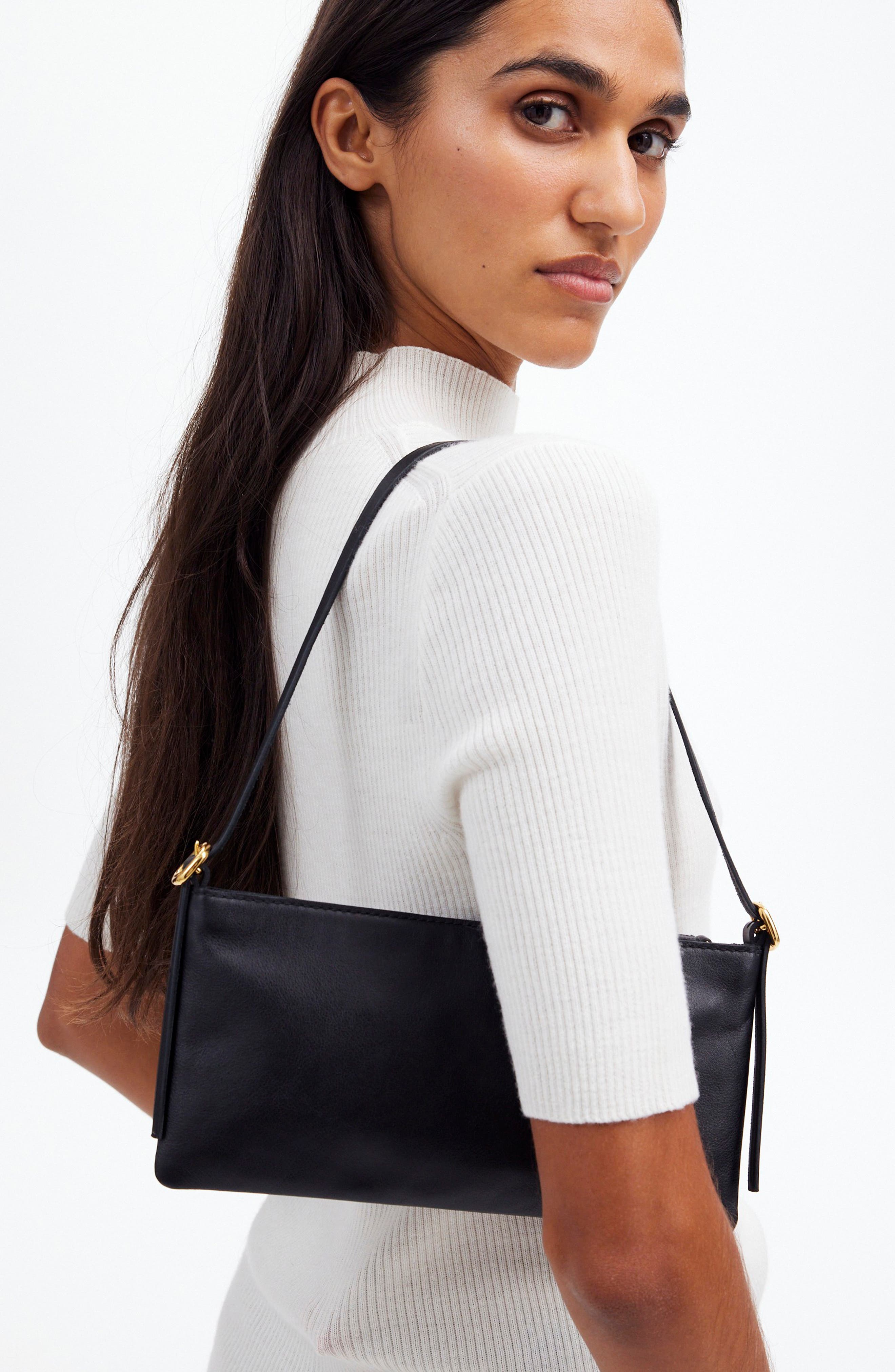 Madewell The Mini Sculptural Buckle Shoulder Bag, Alternate, color, True Black