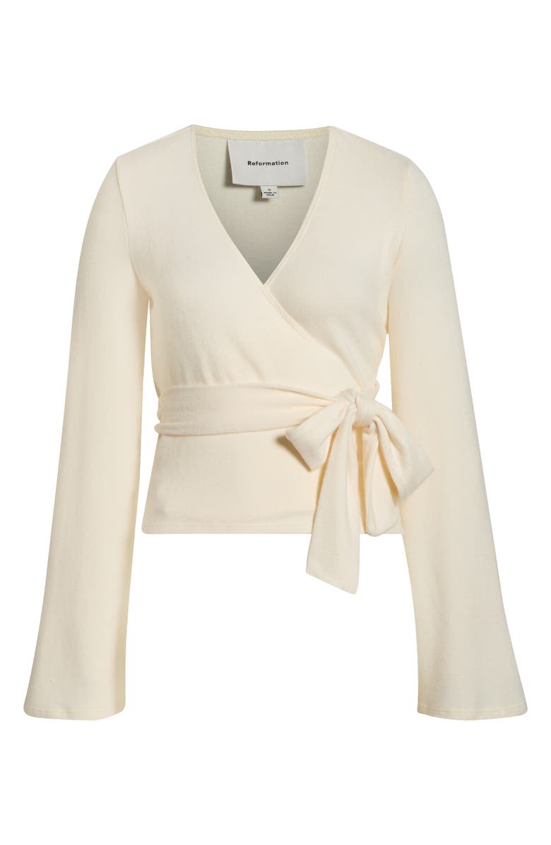 Reformation Kylen Wrap Top, Alternate, color, Fior Di Latte