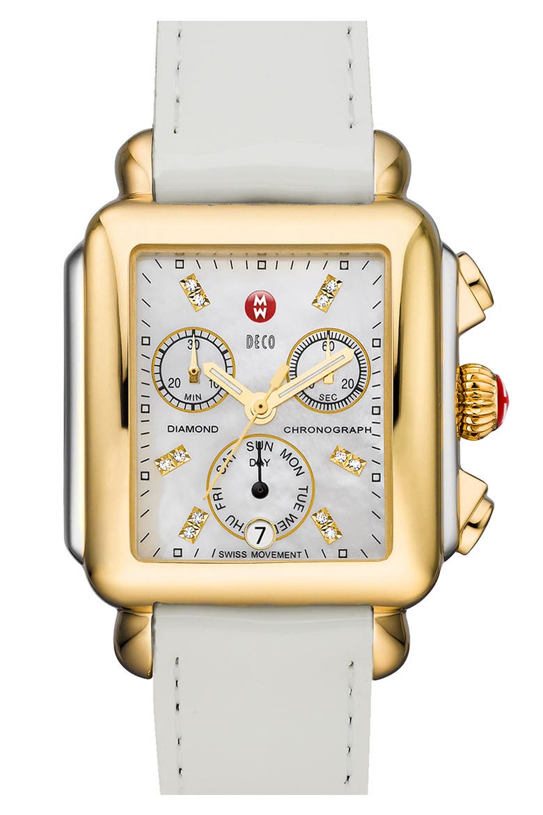 Deco Diamond Dial Two-Tone Watch Head, 33mm x 35mm, Main, color, GOLD/ SILVER