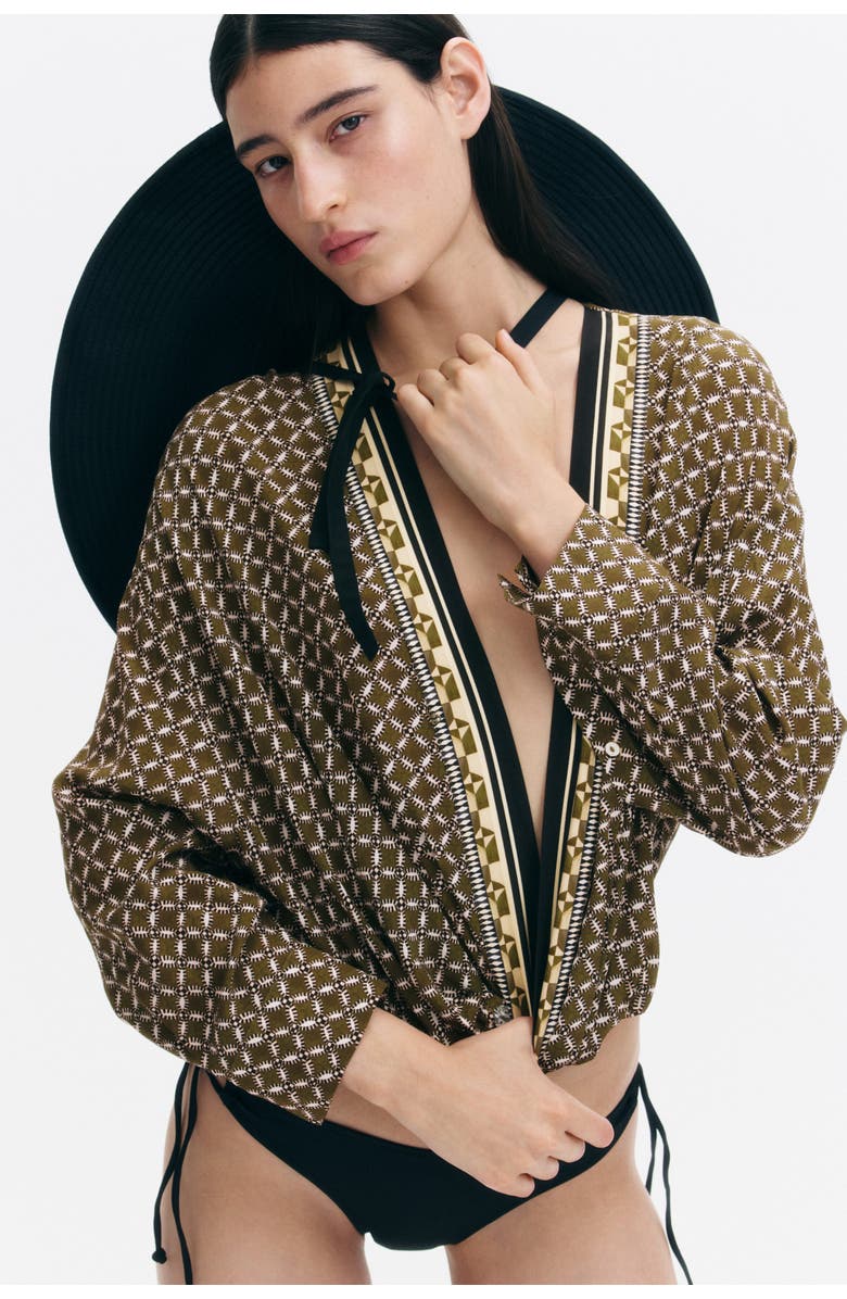 H&M Viscose Wrap Blouse, Alternate, color, Khaki Green/Patterned