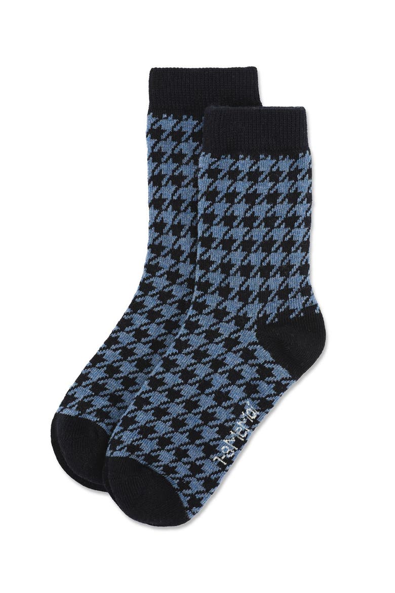 Houndstooth Crew Sock, Alternate, color, Denim Heather
