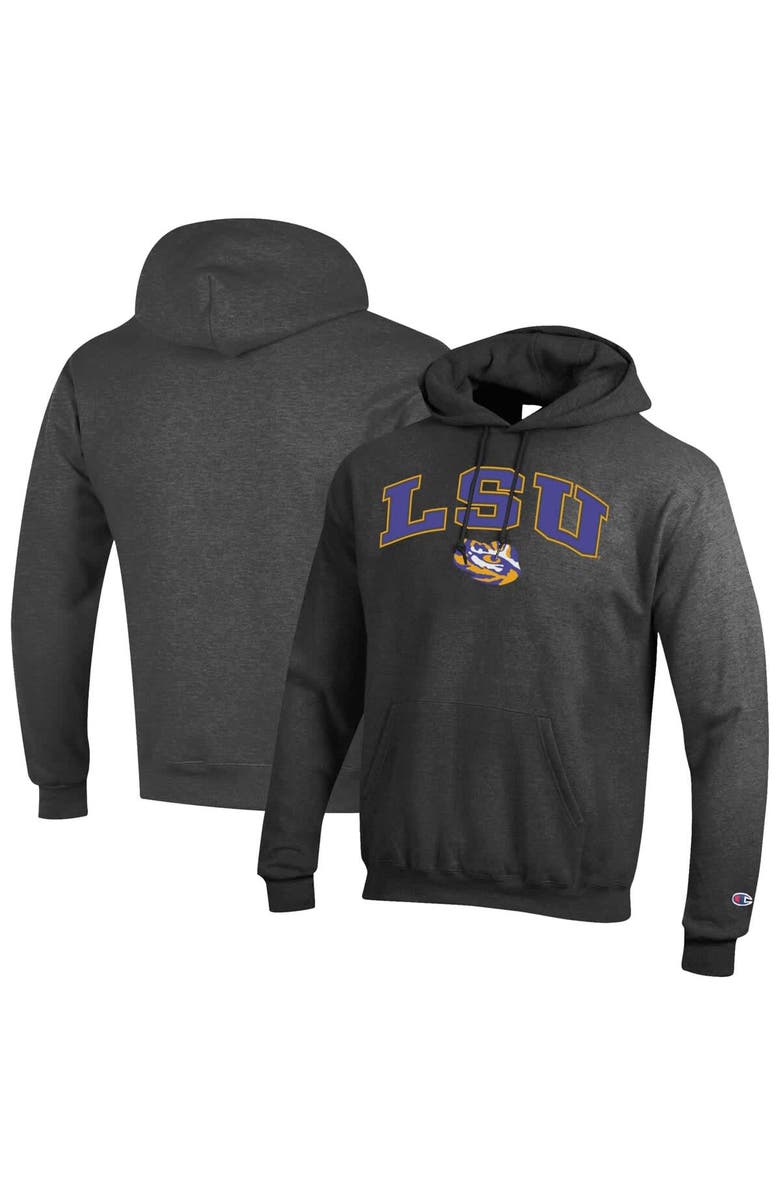 Champion Men's Champion Charcoal LSU Tigers Arch Over Logo Pullover Hoodie, Alternate, color, Charcoal
