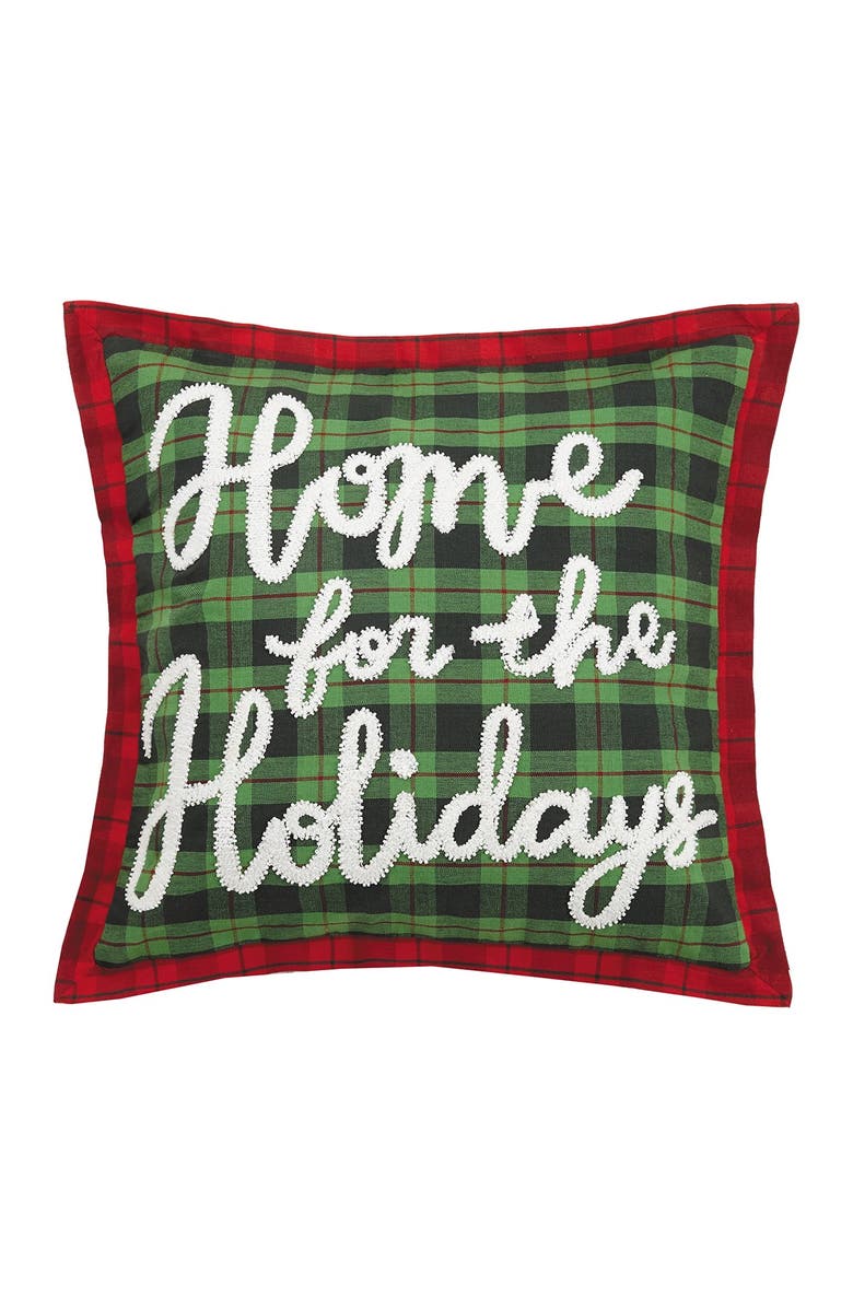 Peking Handicraft Multi Home For Holidays Chenille Embroidered Pillow, Main, color, 