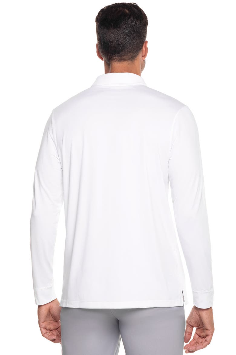 Men's LumaLeo Long Sleeve Sports Polo, UPF 50+ Sun Protection, Alternate, color, White