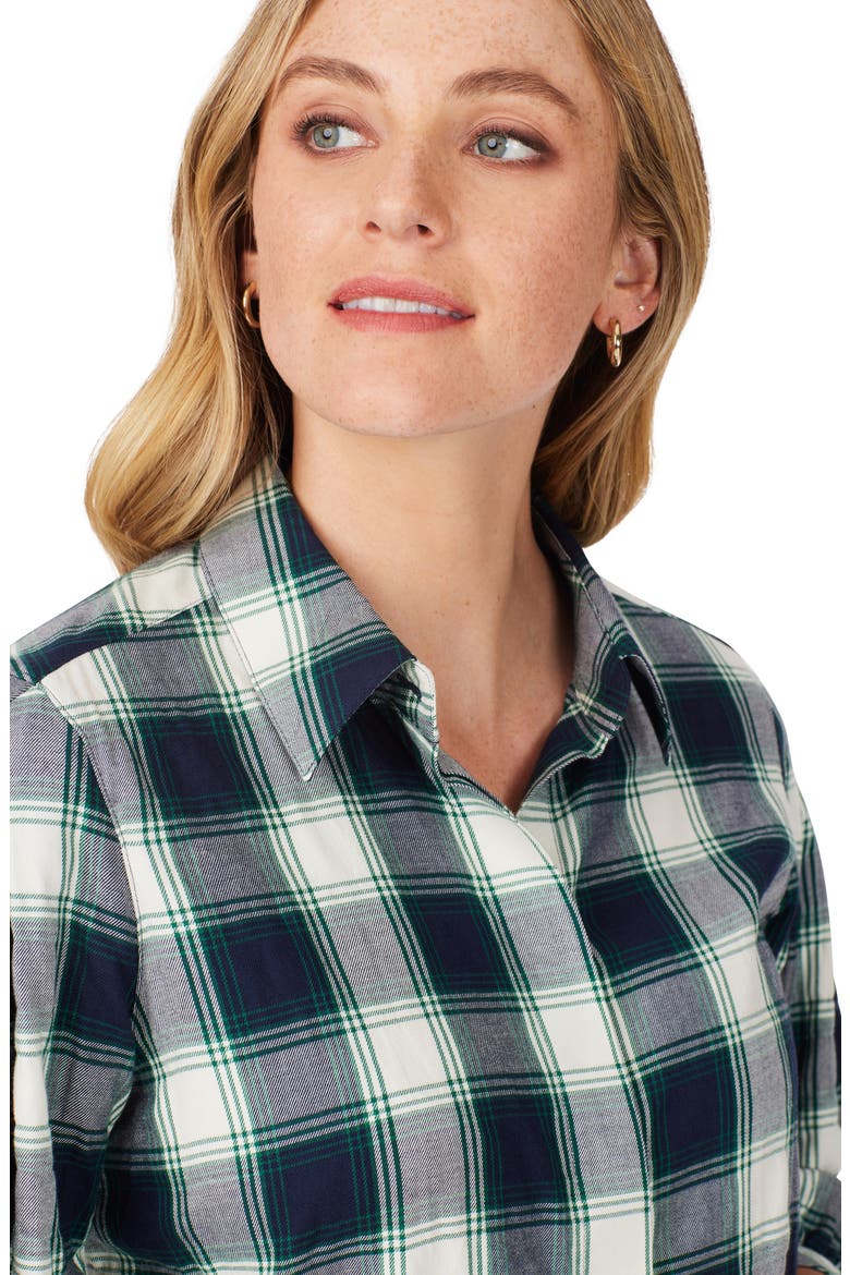 Sophie Cotton Blend Button-Up Plaid Shirt, Alternate, color, NAVY MULTI