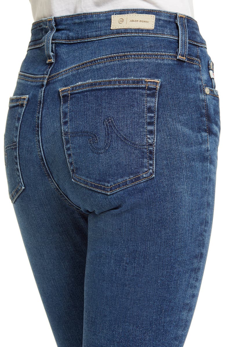 AG Mari Raw Hem High Waist Crop Straight Leg Jeans, Alternate, color, 12 Years Blue Dusk