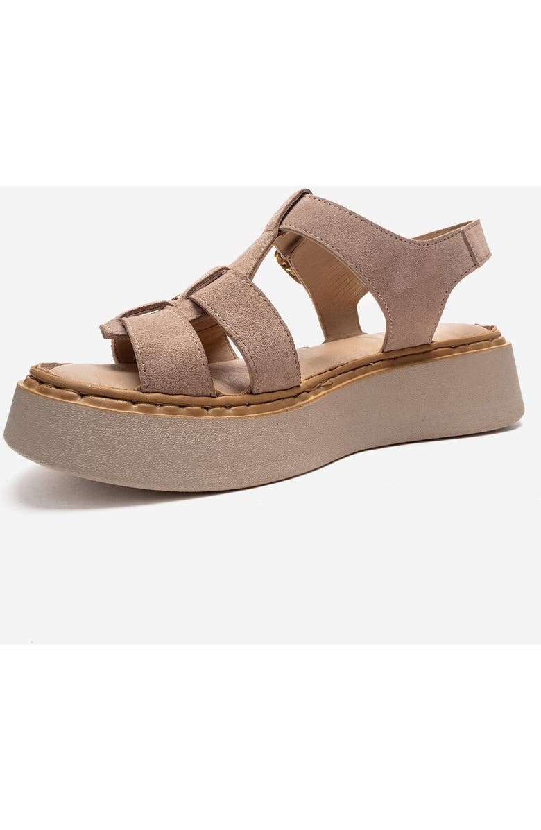 Forever & Always Shoes Loin Leather Platform Sandal, Alternate, color, Beige Suede