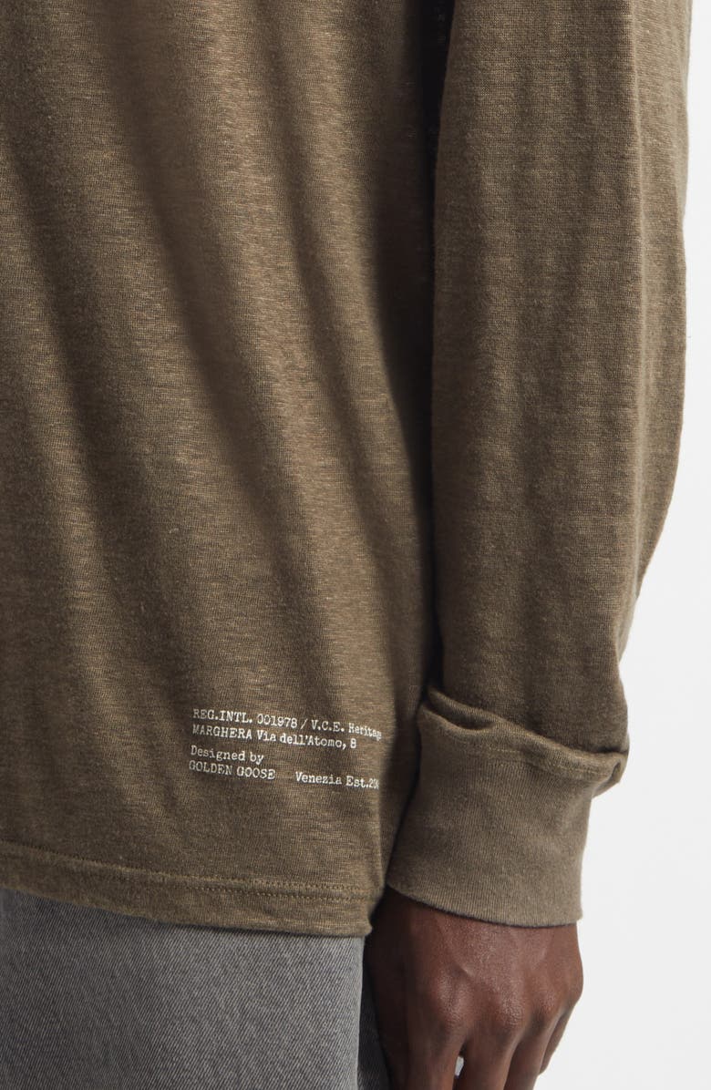 Golden Goose Journey Serafino Long Sleeve Linen Henely, Alternate, color, Sea Turtle