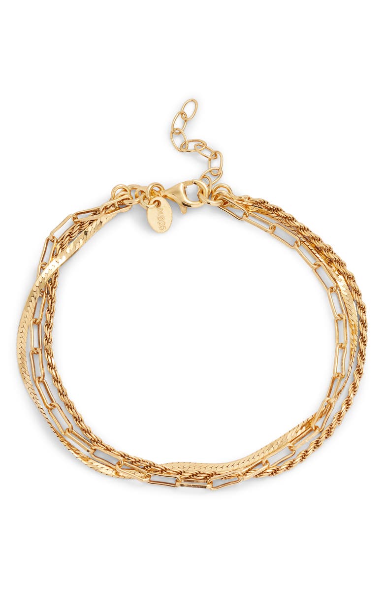 Argento Vivo Sterling Silver Triple Chain Bracelet, Main, color, 