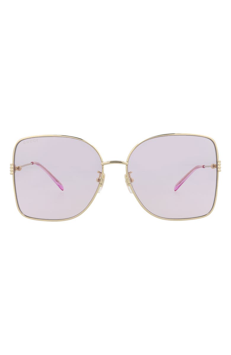 Gucci 62mm Butterfly Sunglasses, Main, color, Gold Gold Pink