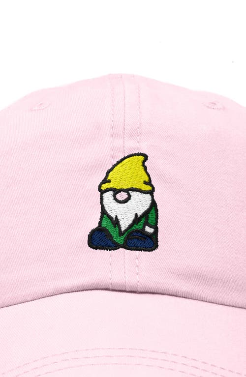 Dalix Gnome Embroidered Dad Hat In Washed Pink