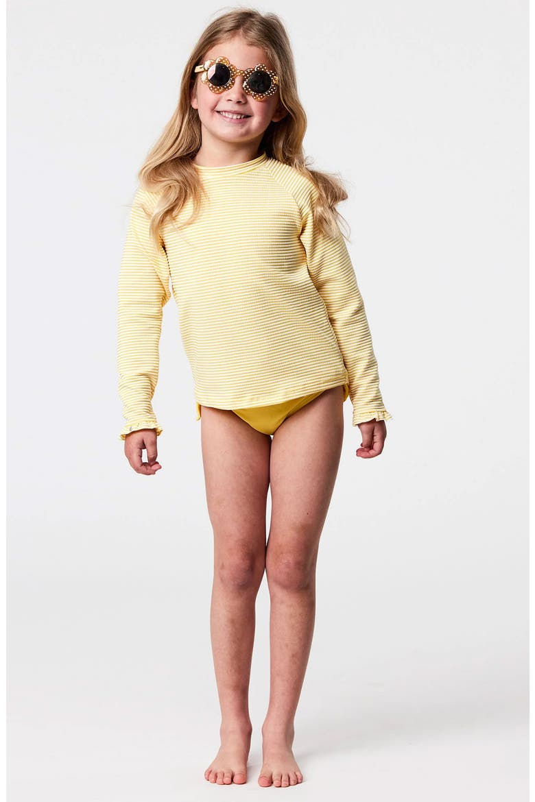 Kids' Marigold Stripe Long Sleeve Rashguard, Alternate, color, YELLOW