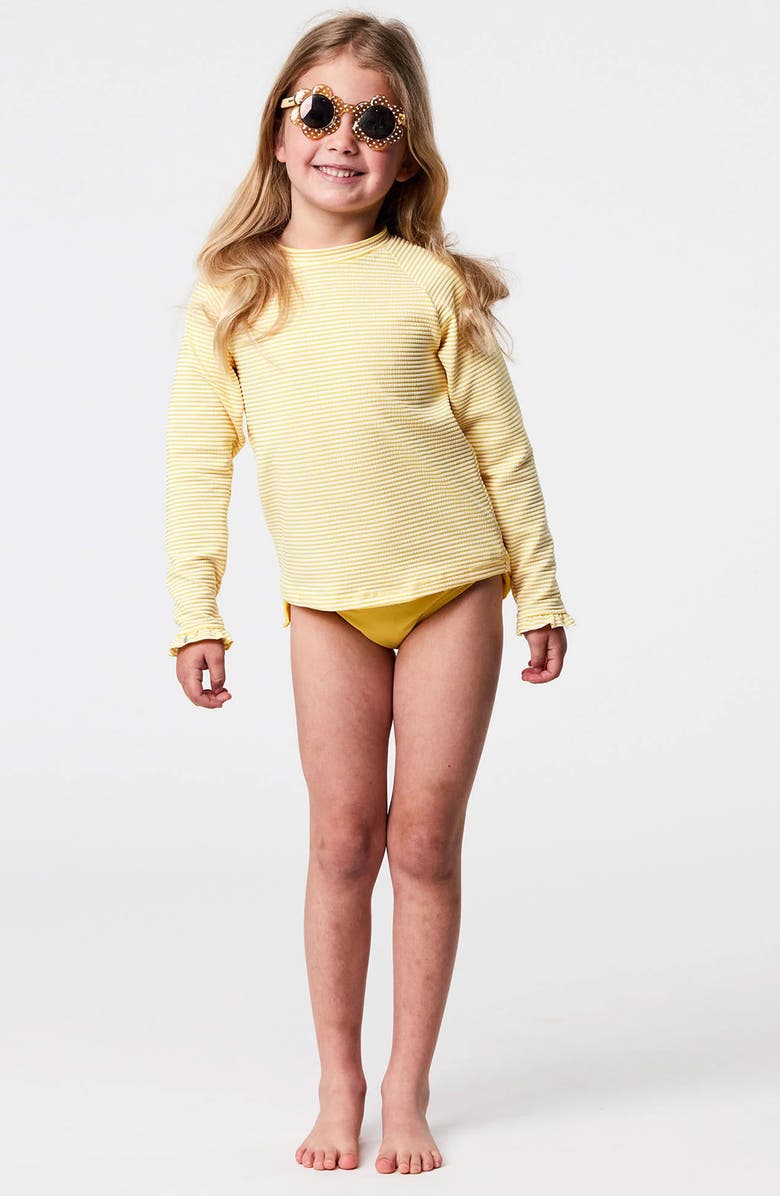 Snapper Rock Kids' Marigold Stripe Long Sleeve Rashguard, Alternate, color, Yellow