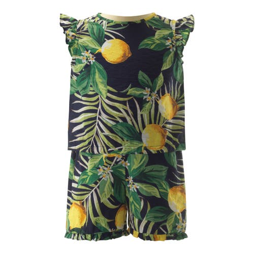 Rachel Riley Lemon Ruffle Set In Navy