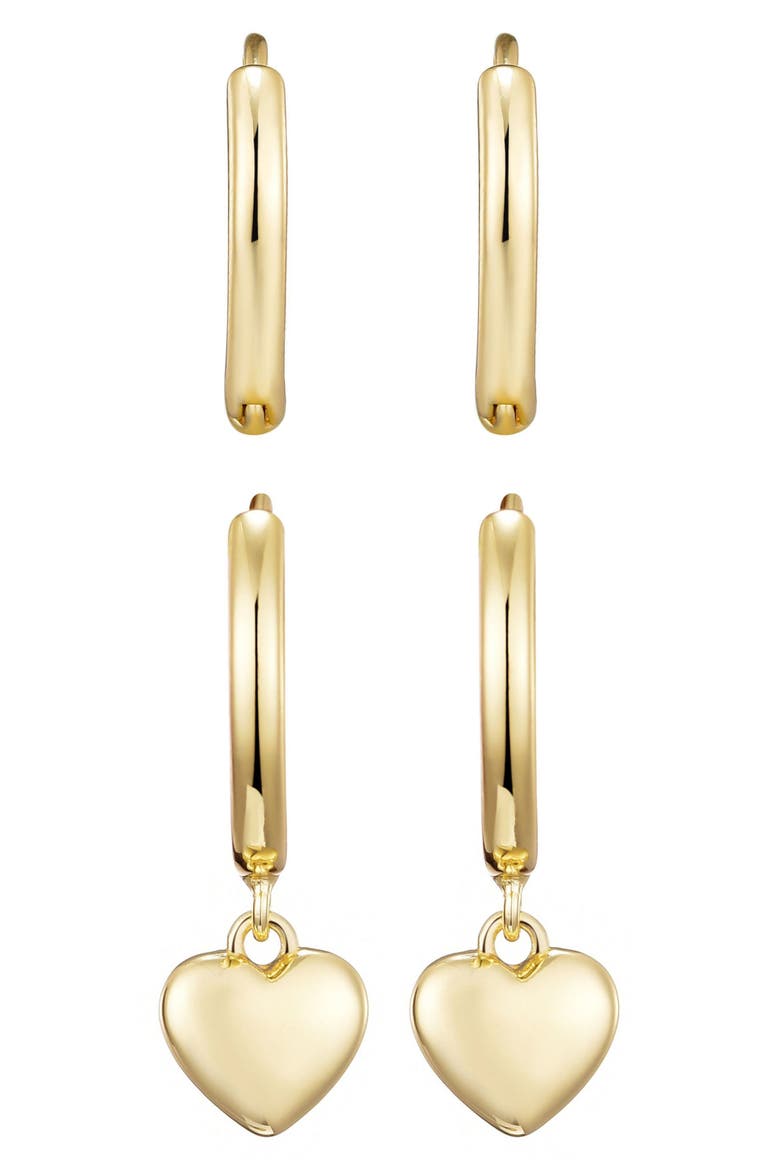 Set of 2 Hoop Earrings, Alternate, color, GOLD