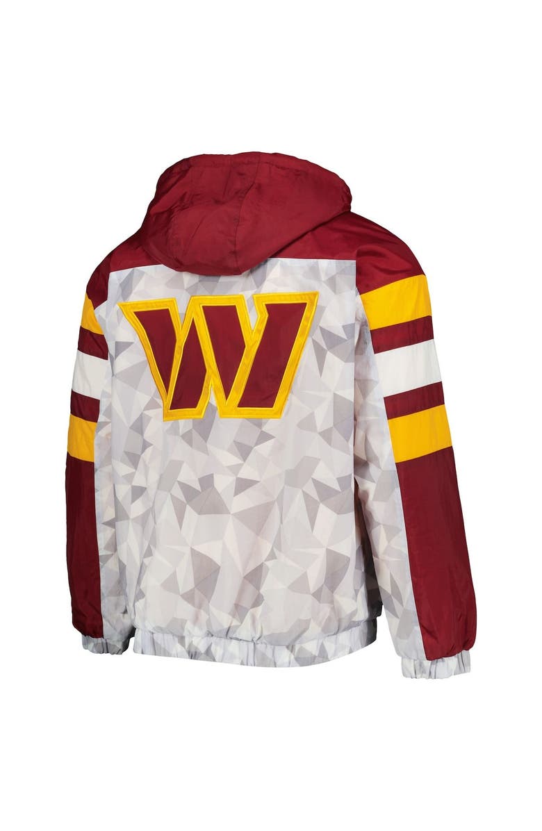 STARTER Men's Starter White/Burgundy Washington Commanders Thursday Night Gridiron Raglan Half-Zip Hooded Jacket, Alternate, color,