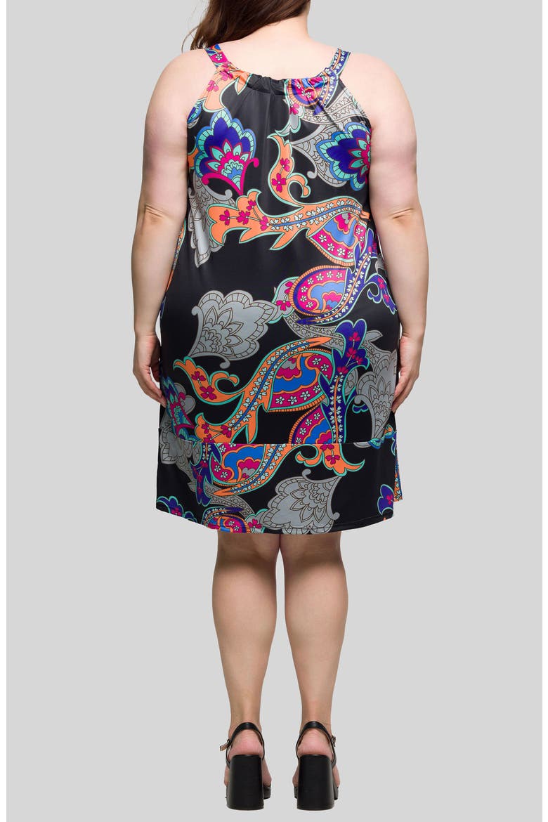 Print Sleeveless Keyhole Cutout Dress, Alternate, color, BLACK MULTI