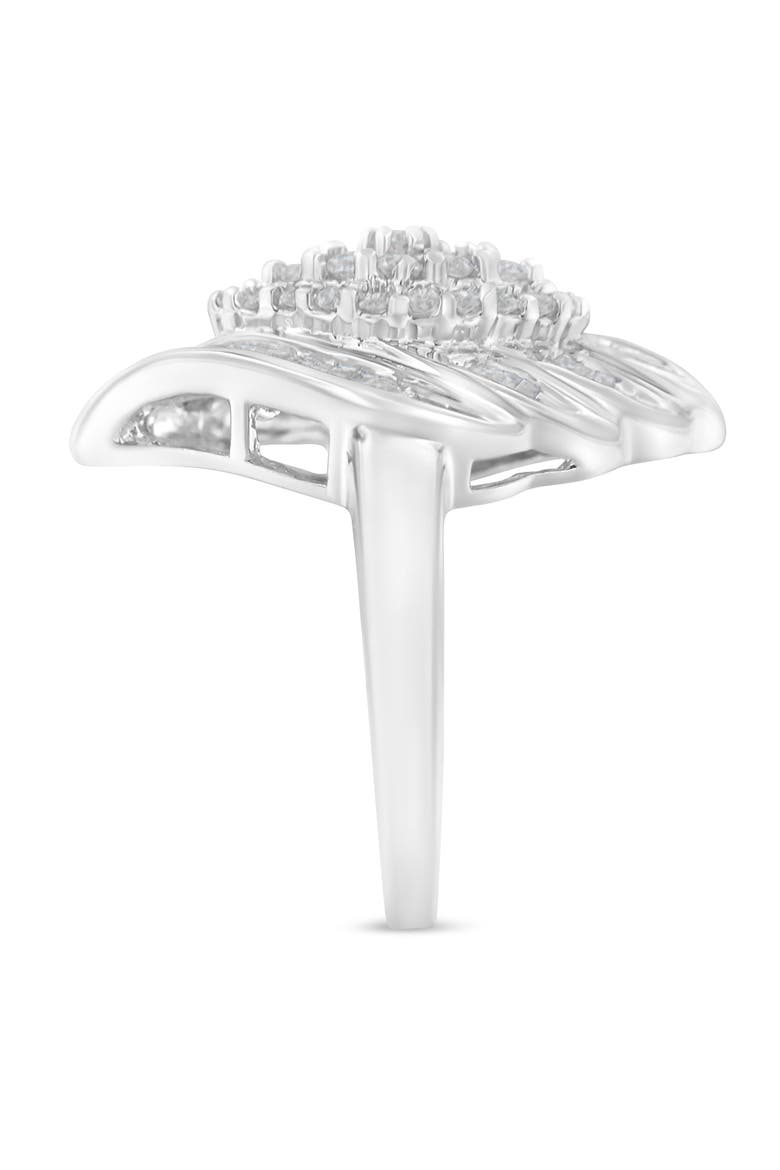 Silver 3/4 Cttw Diamond Stair-Stepped Cluster Waterfall Cocktail Ring, Alternate, color, Silver