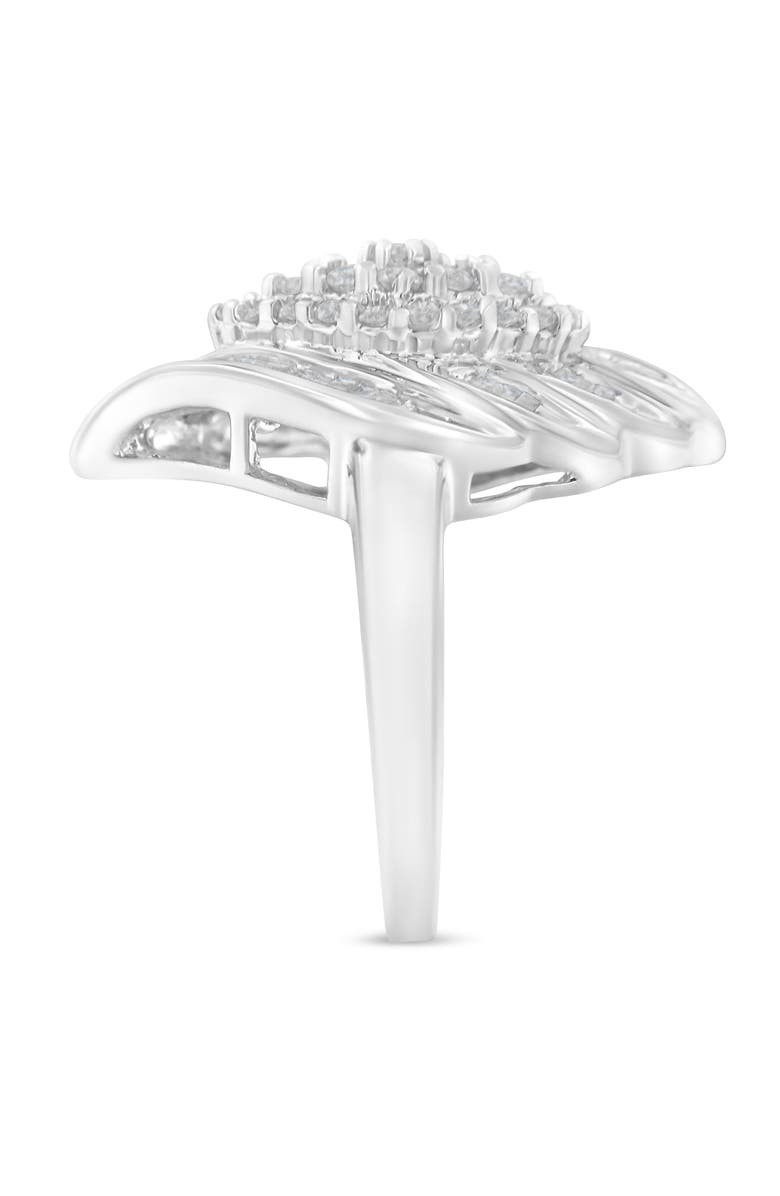 Haus of Brilliance Silver 3/4 Cttw Diamond Stair-Stepped Cluster Waterfall Cocktail Ring, Alternate, color, Silver