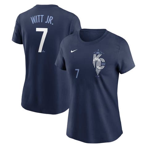 Women's Nike Bobby Witt Jr. Navy Kansas City Royals City Connect Fuse Name & Number T-Shirt