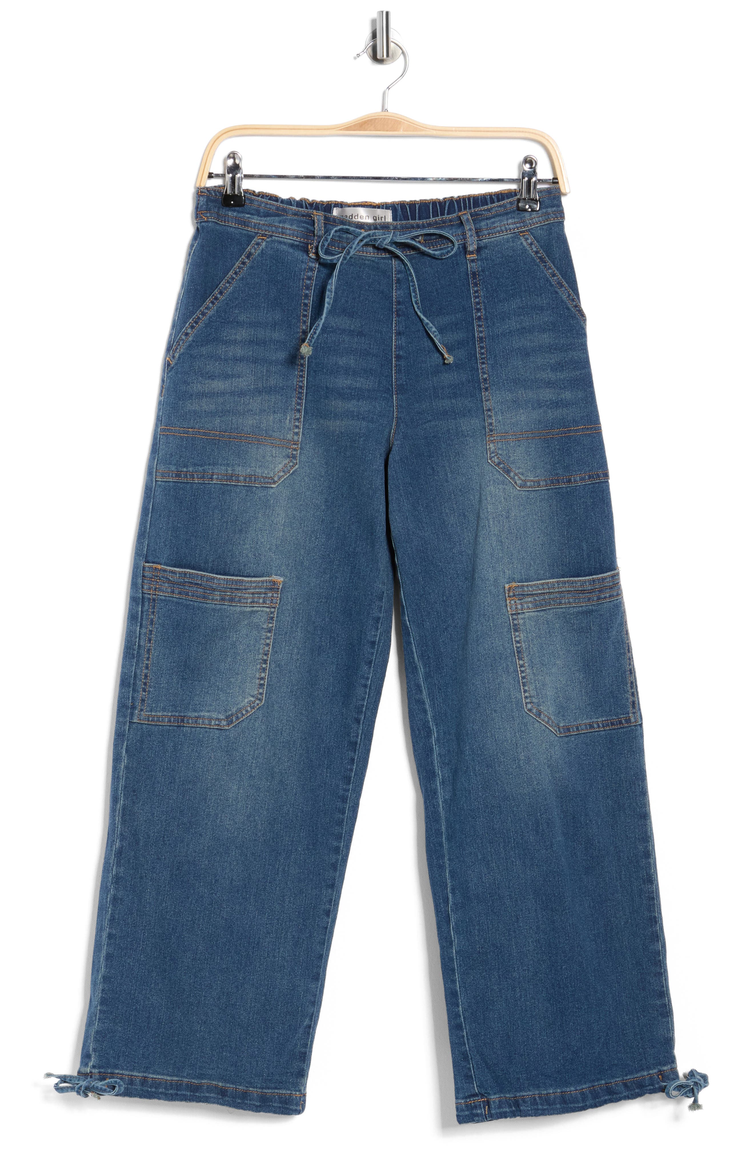Madden Girl Drawstring Hem Denim Joggers