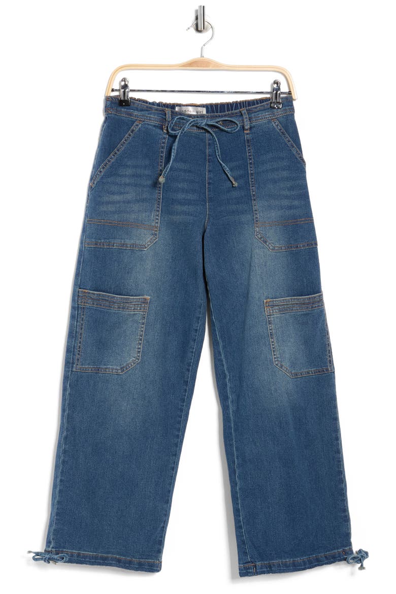 Drawstring Hem Denim Joggers, Alternate, color, MEDIUM WASH